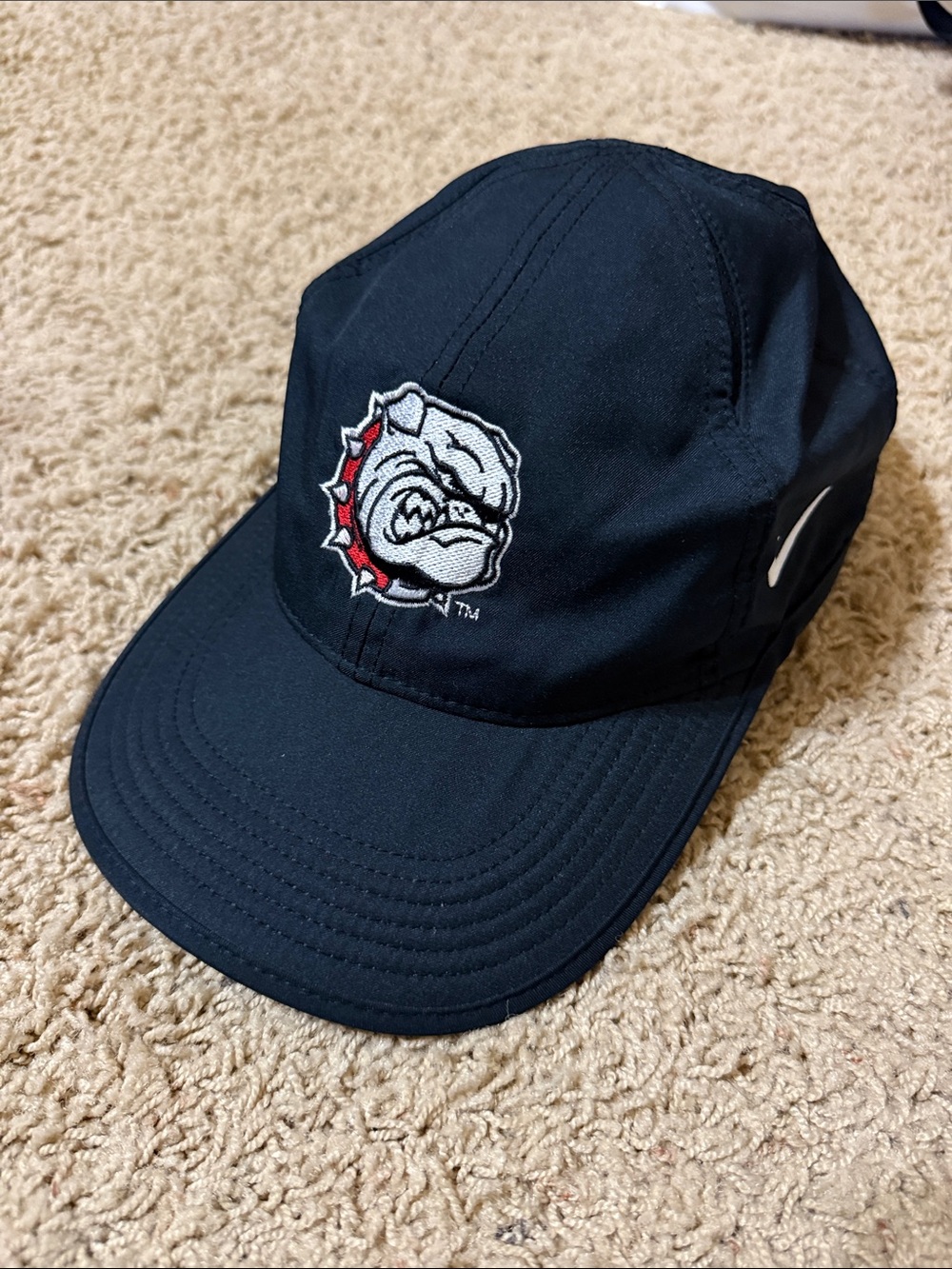 Nike Black Bulldog Cap with Red and White Embroidered Logo